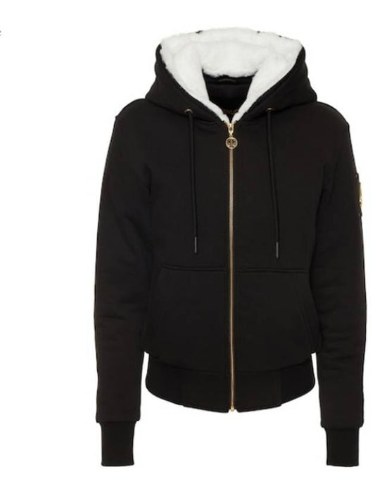 Madison Bunny Logo Gold Hardware Hooded Zip Up Black - MOOSE KNUCKLES - BALAAN 2