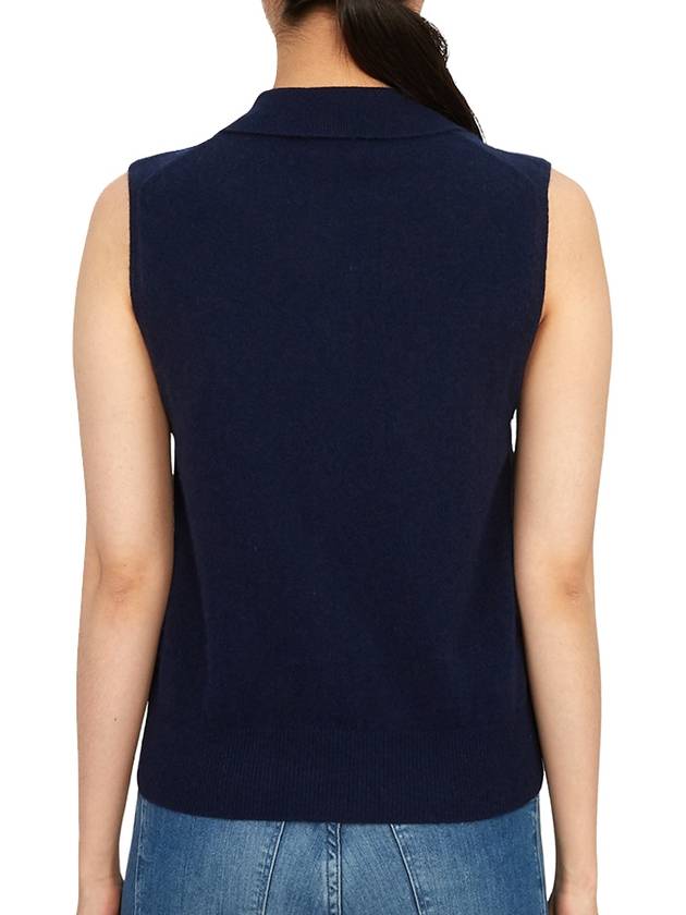 Polo Collar Vest Navy - GANNI - BALAAN 7