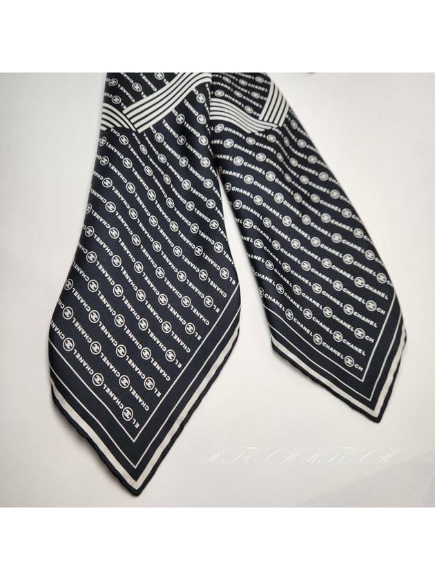 Silk Scarf CC Logo Lettering Twilly Square Black AAA351 - CHANEL - BALAAN 1