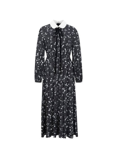 White Collar Floral Maxi Long Dress Black - NARU KANG - BALAAN 2