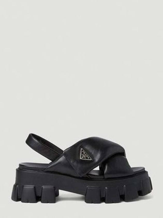 Monolith Padded Nappa Leather Sandals Black - PRADA - BALAAN 2