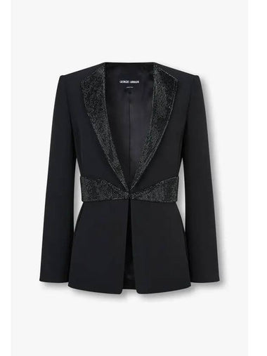 Women s Rhinestone Silk Slit Jacket Black - GIORGIO ARMANI - BALAAN 1