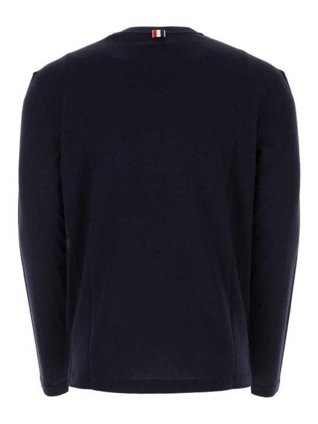 4 Bar Jersey Stretch Wool Knit Top Navy - THOM BROWNE - BALAAN 3