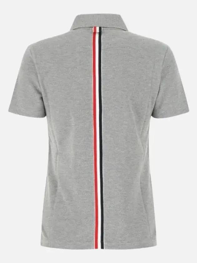 Classic Pique Center Back Stripe Relaxed Fit Short Sleeve Polo Shirt Grey - THOM BROWNE - BALAAN 2