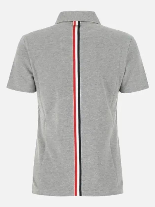 Classic Pique Center Back Stripe Relaxed Fit Short Sleeve Polo Shirt Grey - THOM BROWNE - BALAAN 4