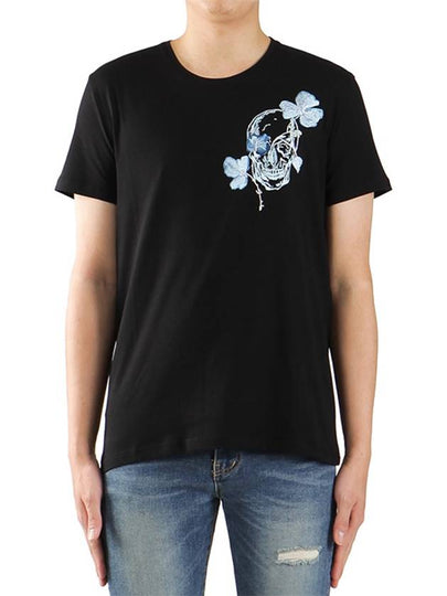 Skull Flower Short Sleeve T-Shirt Black - ALEXANDER MCQUEEN - BALAAN 2