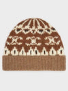 Triomphe Fair Isle Wool Beanie Camel - CELINE - BALAAN 3