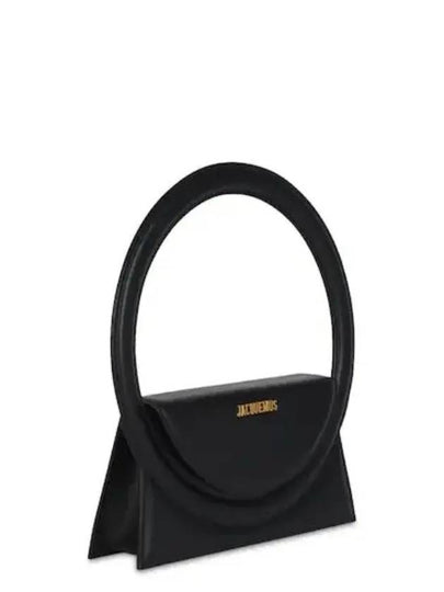 Jacquemus Metal Logo Lee SAC Round Leather Top Handle Shoulder Bag Black - JACQUEMUS - BALAAN 2