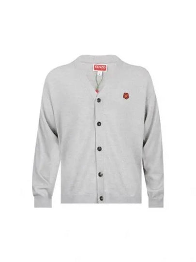 Boke Flower Crest Wool Cardigan Light Grey - KENZO - BALAAN 2