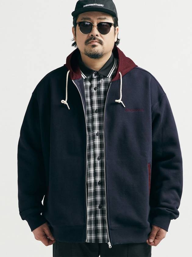 City Ground Block Zip-Up Hoodie Indigo - BOOVOOM - BALAAN 2