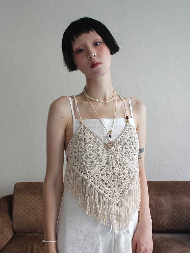 Crochet Tassel Vest CREAM - RUBATI - BALAAN 1