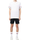 Textured Cotton Stripe Short Sleeve T-Shirt White - THOM BROWNE - BALAAN 6