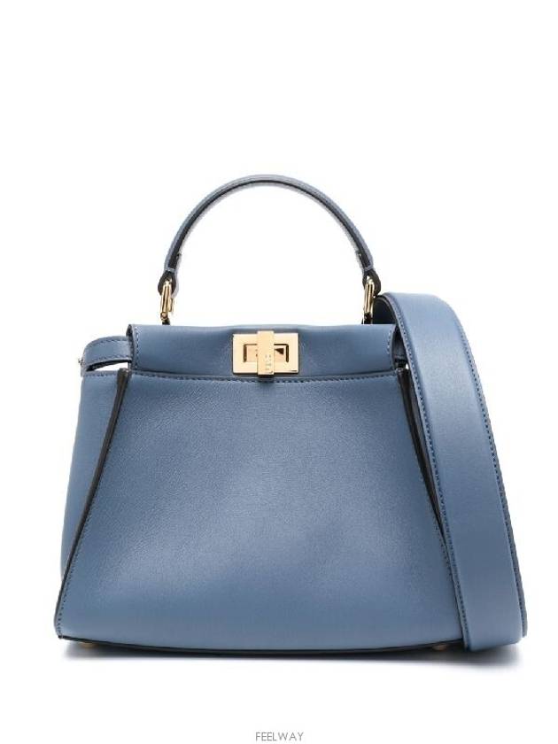 Peekaboo Small Leather Tote Bag Blue - FENDI - BALAAN 2