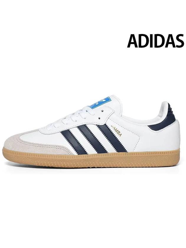 Samba OG Leather Low Top Sneakers Night Indigo White - ADIDAS - BALAAN 2