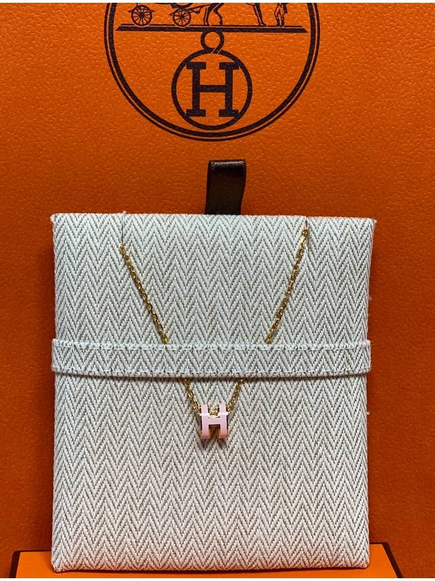 Mini Pop H Pendant Necklace Gold Rose Dragee - HERMES - BALAAN 2