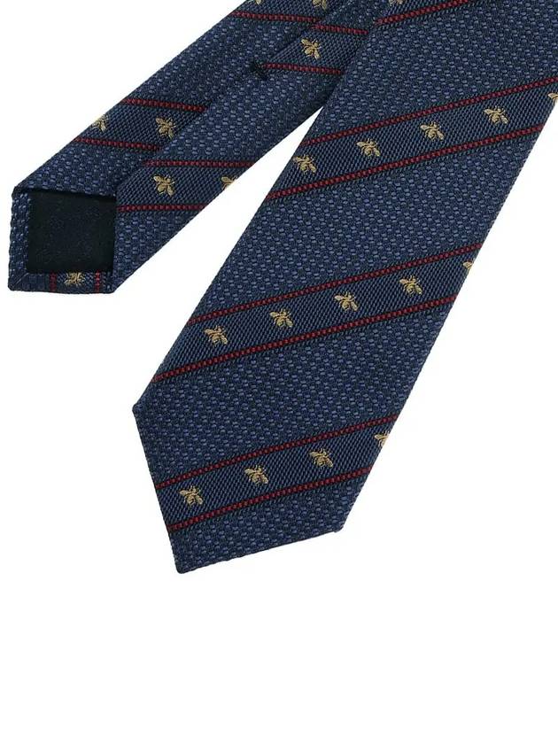 Bee Web Embroider Silk Tie Blue - GUCCI - BALAAN 4