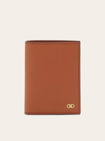 Gancini Compact Half Wallet Brown - SALVATORE FERRAGAMO - BALAAN 1