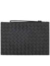 Intrecciato Strap Large Clutch Bag Black - BOTTEGA VENETA - BALAAN 2