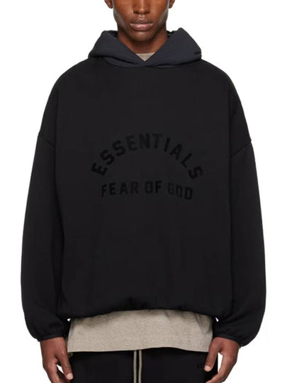 Logo Appliqued Fleece Hoodie Black - FEAR OF GOD ESSENTIALS - BALAAN 2