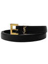 Grain Leather Monogram Buckle Belt Black - SAINT LAURENT - BALAAN 2