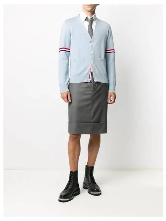 Milano Stitch Sprite Armband Cotton V-neck Cardigan Light Blue - THOM BROWNE - BALAAN 4