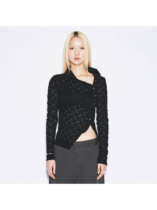 Unbalanced Button Knit Cardigan Black - GYEOL - BALAAN 2