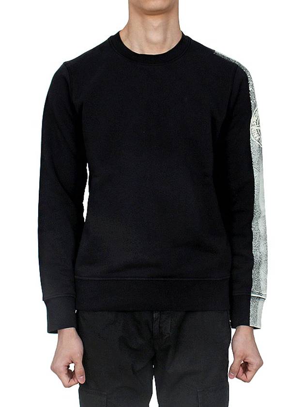 Washing Wappen Arm Logo Round Sweatshirt Black - STONE ISLAND - BALAAN 3