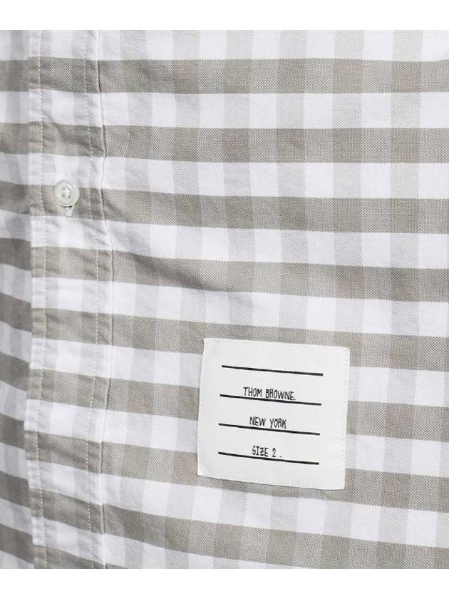 Men's Check Oxford Long Sleeve Shirt Grey - THOM BROWNE - BALAAN 4