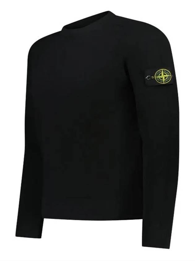 Compass Badge Crewneck Virgin Wool Knit Top Black - STONE ISLAND - BALAAN 7