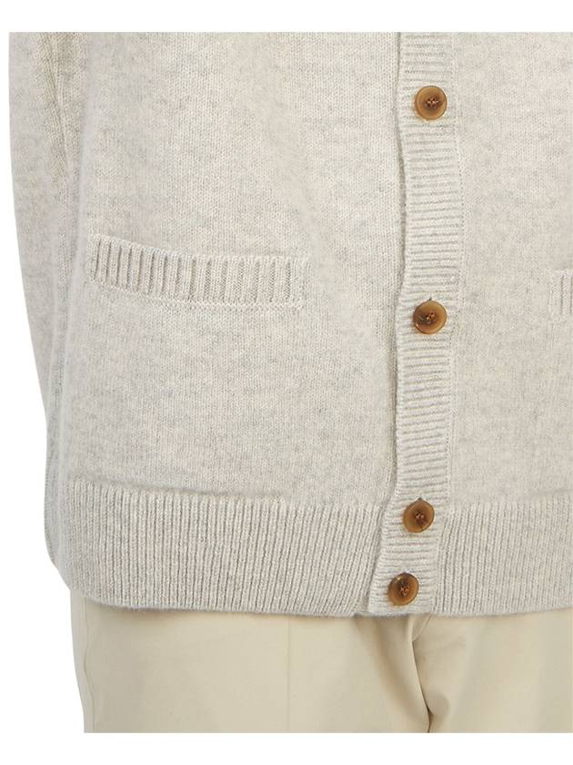 Baby Fox Patch V-neck Cardigan Light Grey - MAISON KITSUNE - BALAAN 10