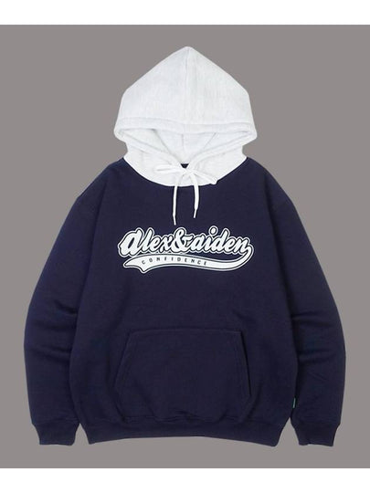 Tail Logo Contrast Fleece Hoodie Navy - ALEX&AIDEN - BALAAN 2