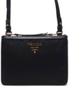 Gold Logo Double Zip Nylon Cross Bag Black - PRADA - BALAAN 3