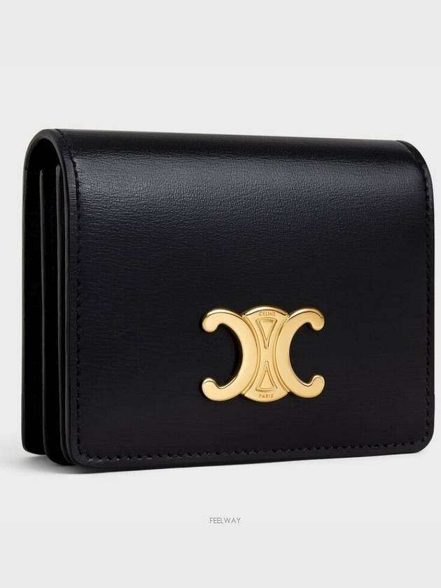 Triomphe Business Shiny Calfskin Card Wallet Black - CELINE - BALAAN 3