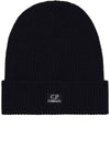 Embroidered Logo Ribbed Beanie Black - CP COMPANY - BALAAN 3