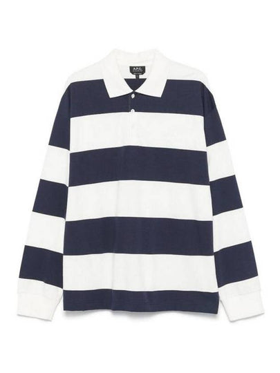 Riley Striped Long Sleeve Polo Shirt Navy White - A.P.C. - BALAAN 2