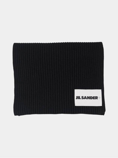 Logo Patch Wool Scarf Black - JIL SANDER - BALAAN 2