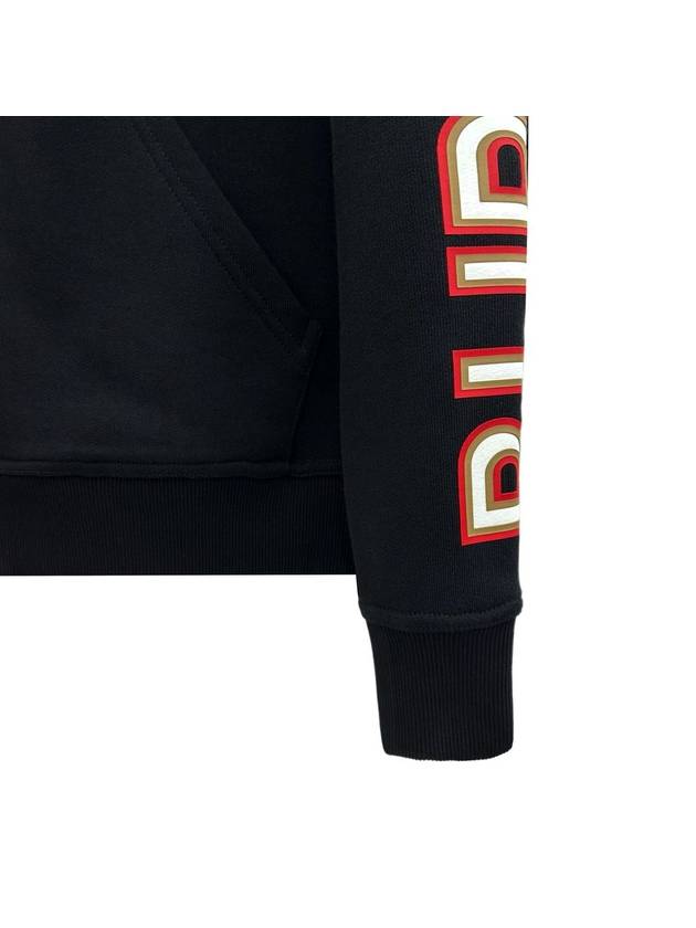 Logo Print Overfit Zip-Up Hoodie Black - BURBERRY - BALAAN 5