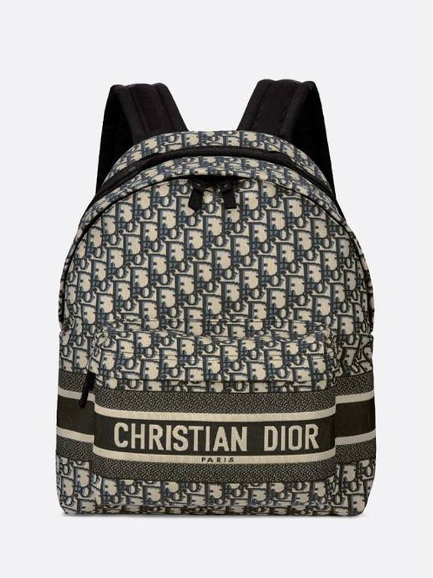 Oblique Jacquard Travel Backpack Blue - DIOR - BALAAN.