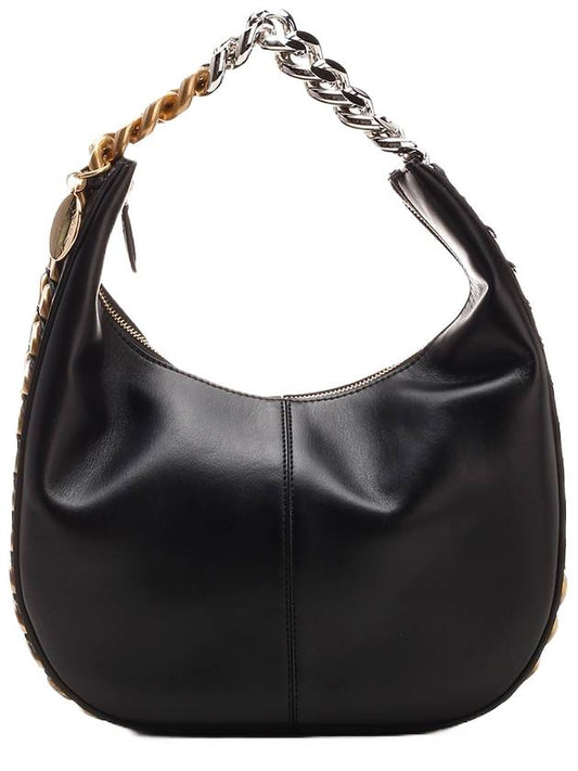 Women's Framy Small Zipper Shoulder Bag Black - STELLA MCCARTNEY - BALAAN.