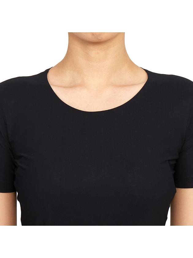 Crew Neck Plain Slim Polyamide Short Sleeve T-shirt Black - JIL SANDER - BALAAN 7