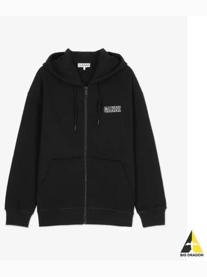 Logo Zip-Up Hoodie Black - GANNI - BALAAN 2