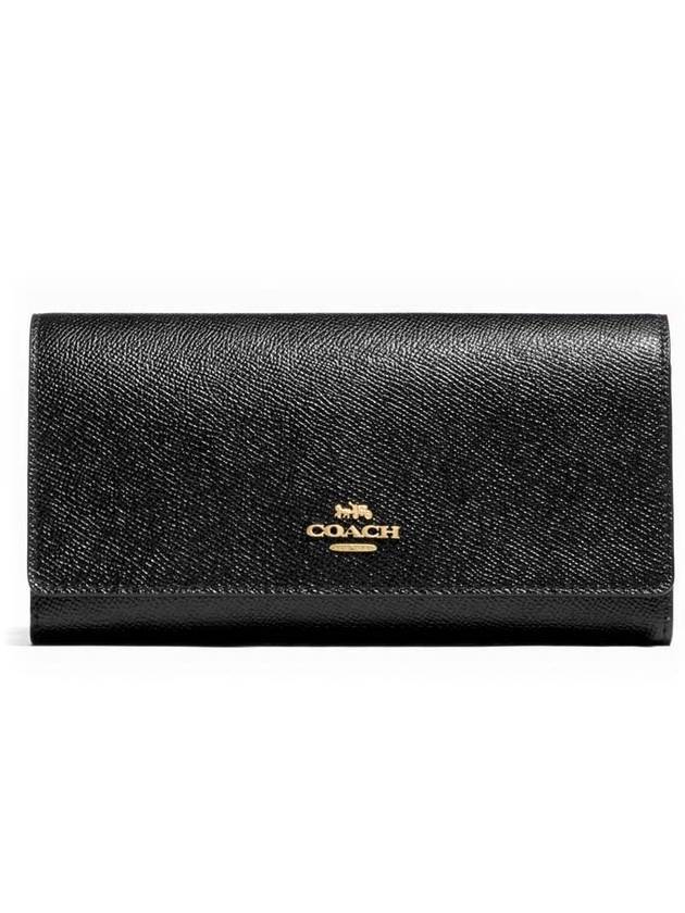 Signature Canvas Tri-Fold Long Wallet Black - COACH - BALAAN.