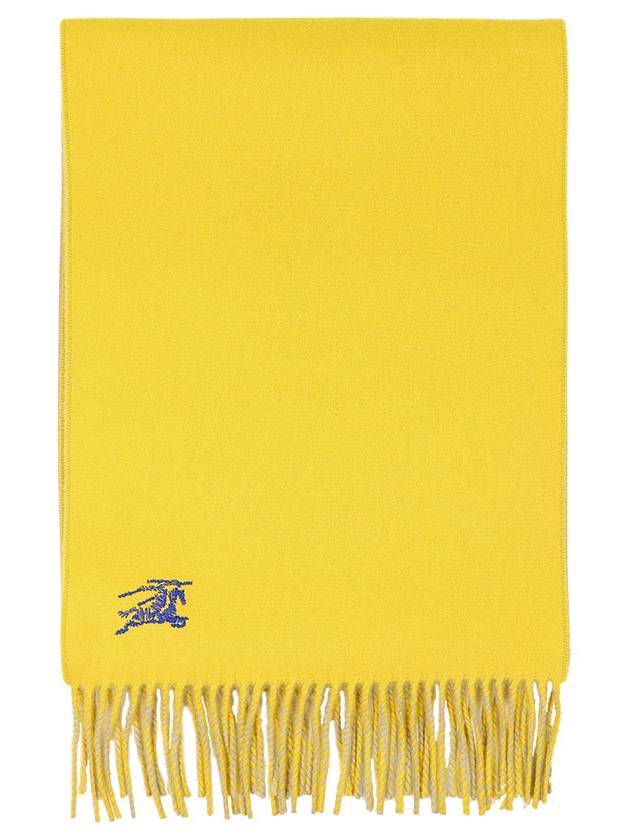 Embroidered Logo Reversible Cashmere Scarf Hunter Yellow - BURBERRY - BALAAN 4