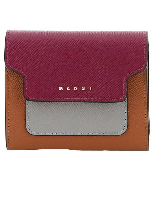 Saffiano Tri-Fold Half Wallet Purple - MARNI - BALAAN 1