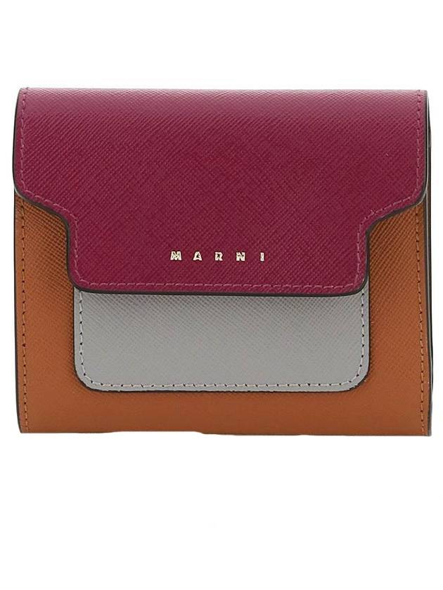 Saffiano Tri-Fold Half Wallet Purple - MARNI - BALAAN 1