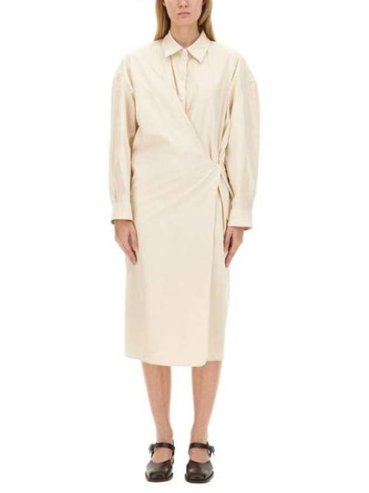 Straight Collar Twisted Long Dress Cream - LEMAIRE - BALAAN 2