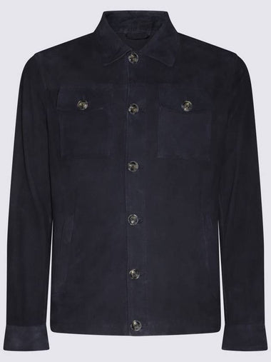 Barba Dark Blue Leather Jacket - BARBA - BALAAN 1