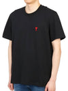 Small Heart Logo Short Sleeve T-Shirt Black - AMI - BALAAN 3