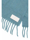 Logo Patch Fringe Wool Muffler Aquamarine - AMI - BALAAN 6