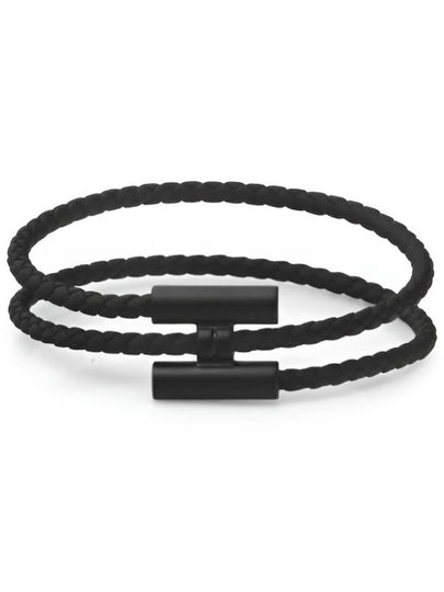 Tournis Tresse Leather Bracelet Noir - HERMES - BALAAN 2